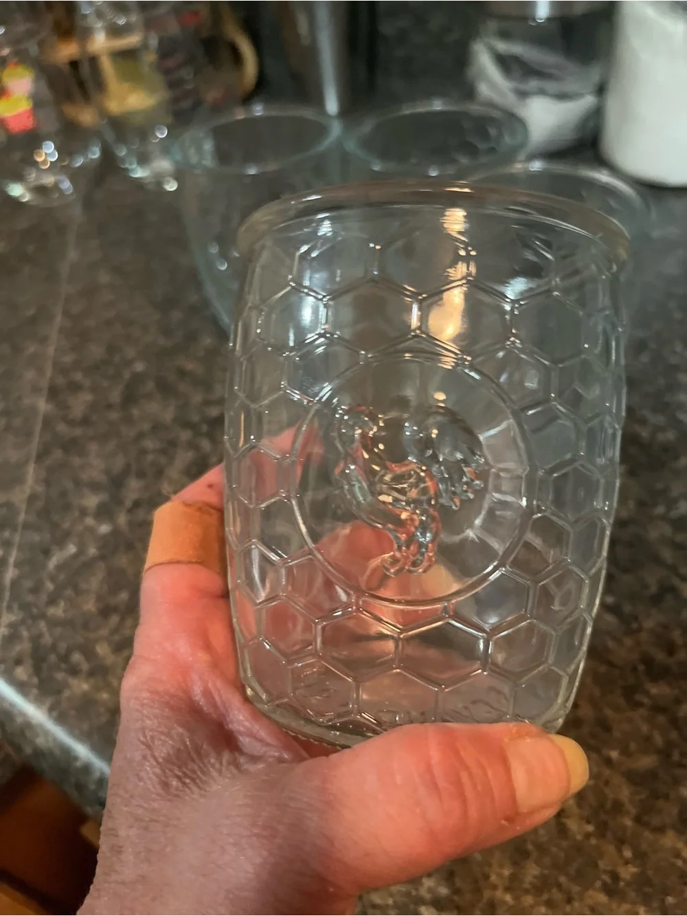 Set of 4 Textured Clear Glass Tumblers